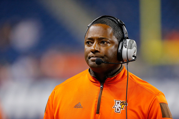 DETROIT, MI - DECEMBER 05: Bowling Green State University head football coach Dino Babers watches the action during the Mid-American Conference Championship game against Northern Illinois University at Ford Field on December 5, 2014 in Detroit, Michigan. The Huskies defeated the Falcons 51-17.  (Photo by Leon Halip/Getty Images)