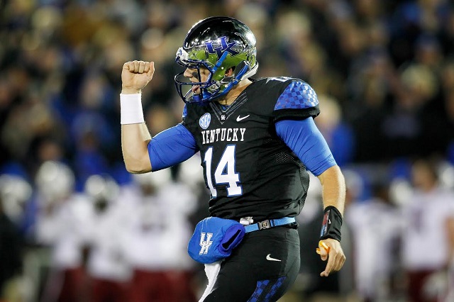 Patrick Towles.The University of Kentucky football team defeats South Carolina 45-38 on Saturday, October 4, 2014 at Lexington's Commonwealth Stadium. Photo by Chet White | UK Athletics