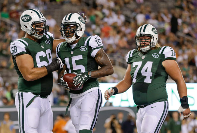 NYJ WR Brandon Marshall (Photo Courtesy of Adam Hunger/The Associated Press)