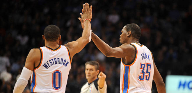 Russell Westbrook and Kevin Durant (Photo Courtesy of Fox Sports)